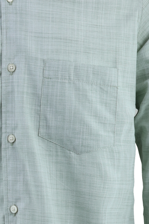Camisa Elegante Manga Larga Verde Manzana Slim Fit Textura Lino Para Hombre